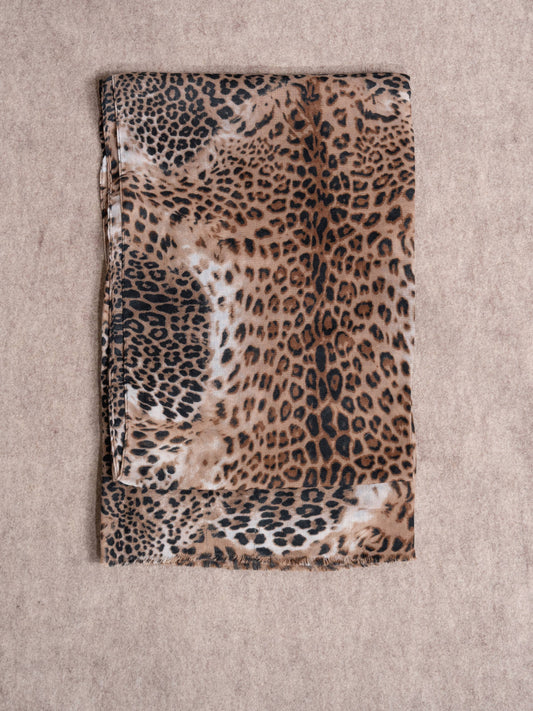 Sciarpa animalier in viscosa marrone