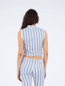 Top smanicato a righe con fiocchi Area