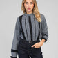 Camicia Saminay a quadri con pizzo e collo alto