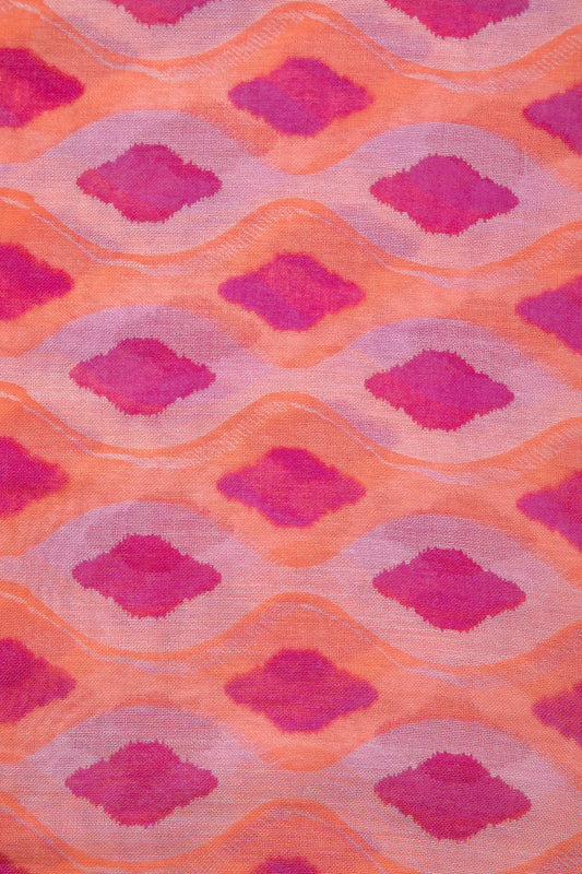 Sciarpa stampata multicolor in lana e modal