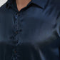 Camicia satinata blu navy senza stiro
