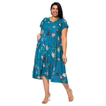 Abito midi estivo boho in cotone a maniche corte