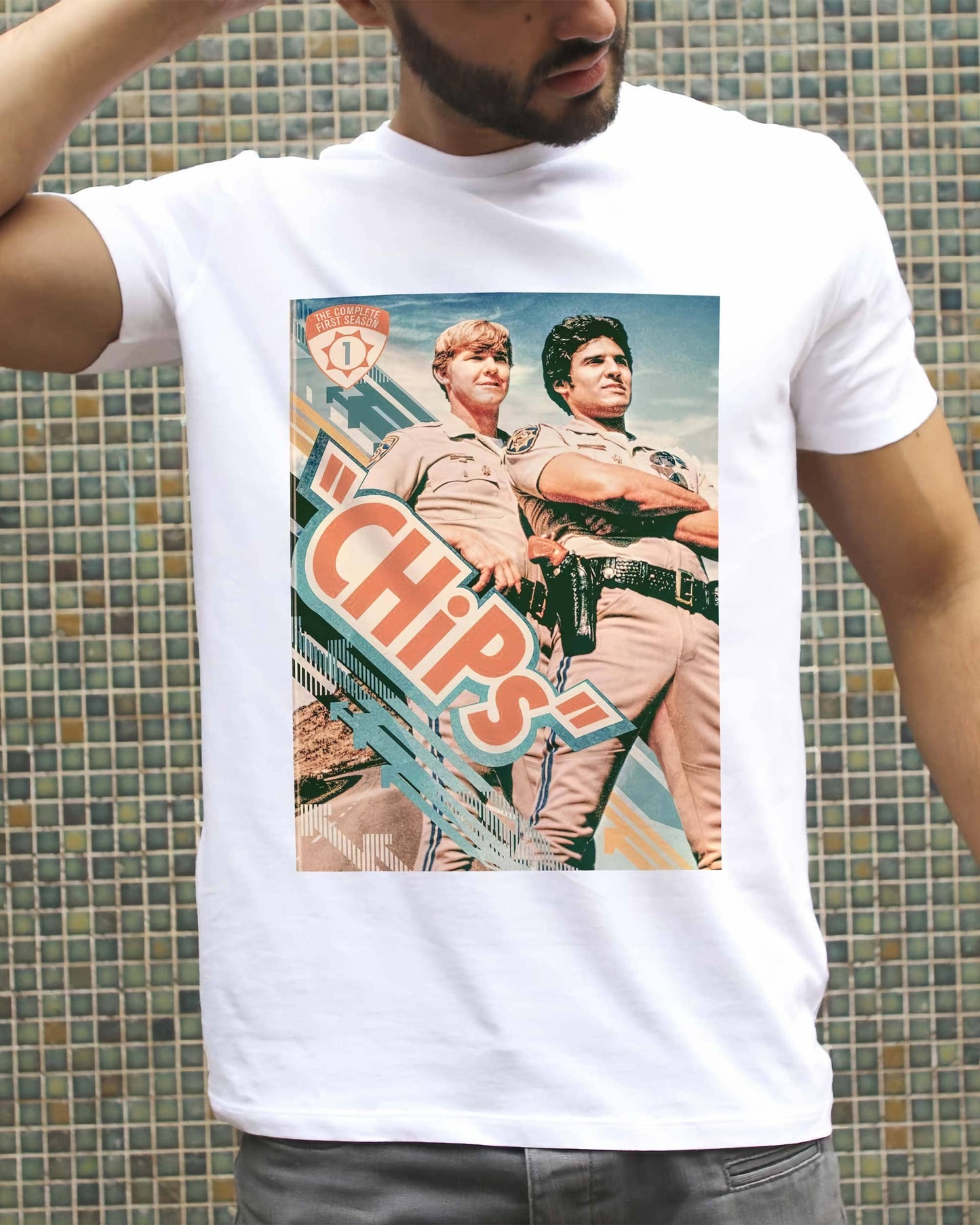 T-shirt Chips anni ’80 in cotone biologico con stampa