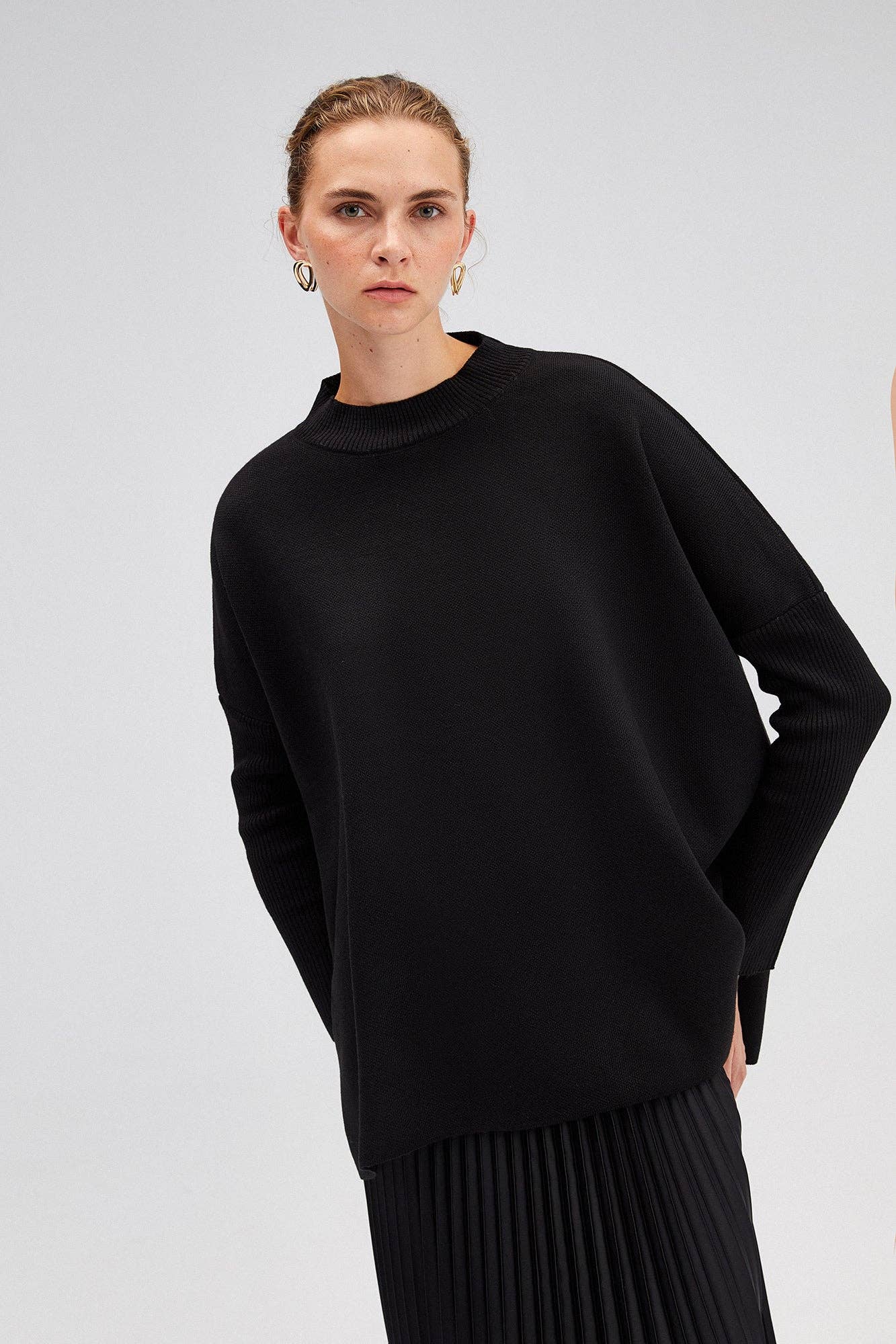 Tunica in maglia oversize con spalle scese