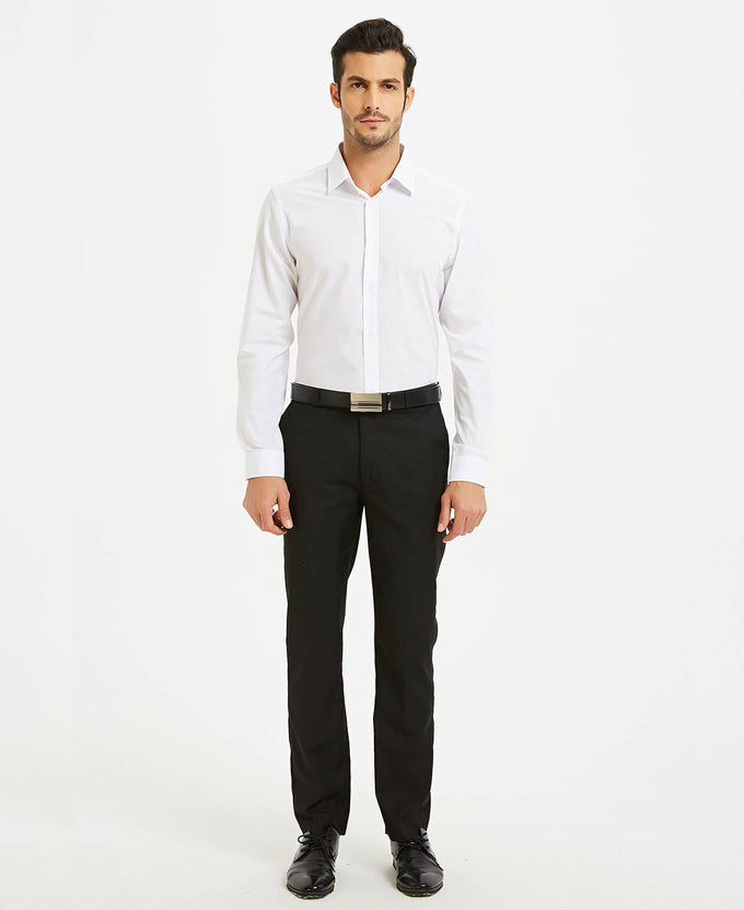 Camicia bianca slim fit con collo francese