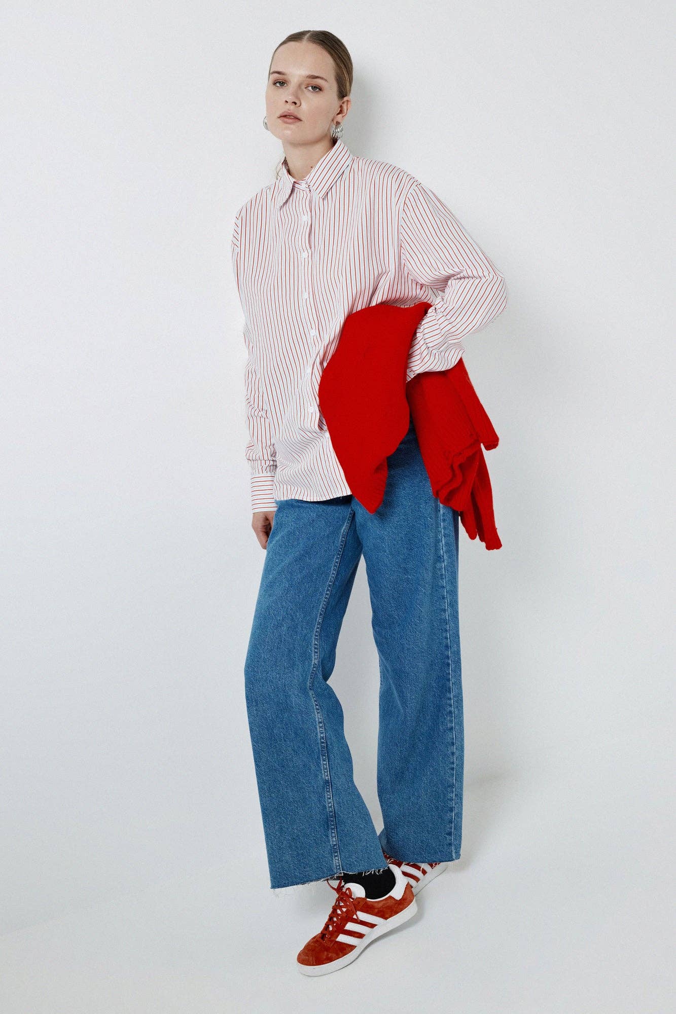 Camicia a righe rosse in viscosa