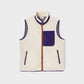Gilet sherpa unisex con zip avorio e blu