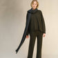 Pantaloni a gamba larga in misto cashmere tinta unita