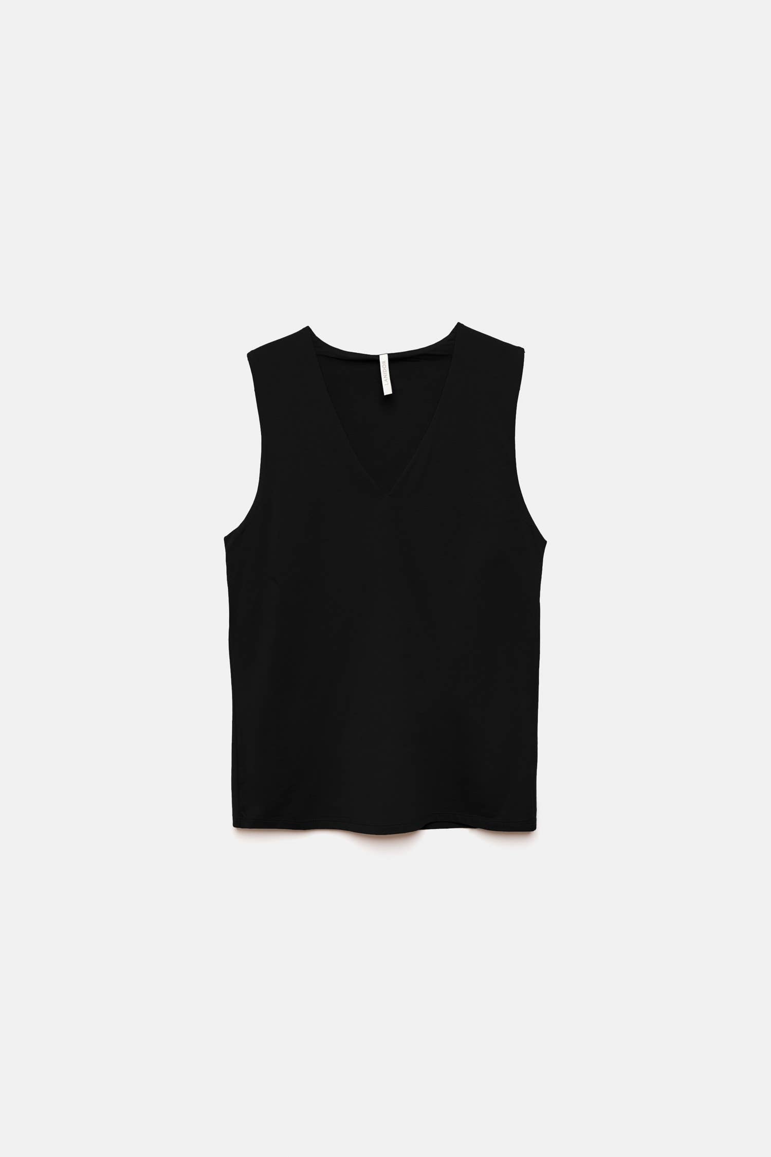 Top basic senza maniche con scollo a V