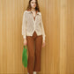 Cardigan polo in cotone fine all’uncinetto