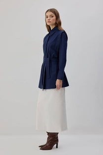 Camicia in popeline con cintura