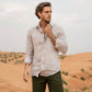 Camicia in lino riciclato beige da uomo