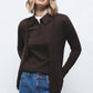 Cardigan in maglia rasata con scollo a V