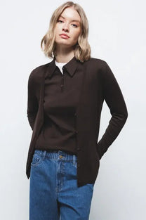 Cardigan in maglia rasata con scollo a V