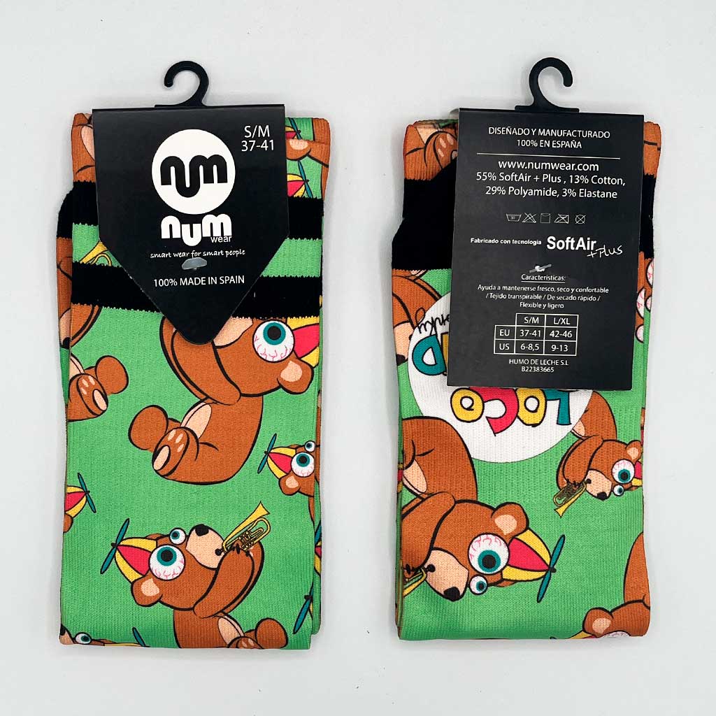 Calzini unisex verdi con orsi musicisti