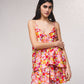Top in satin stampato con spalline regolabili
