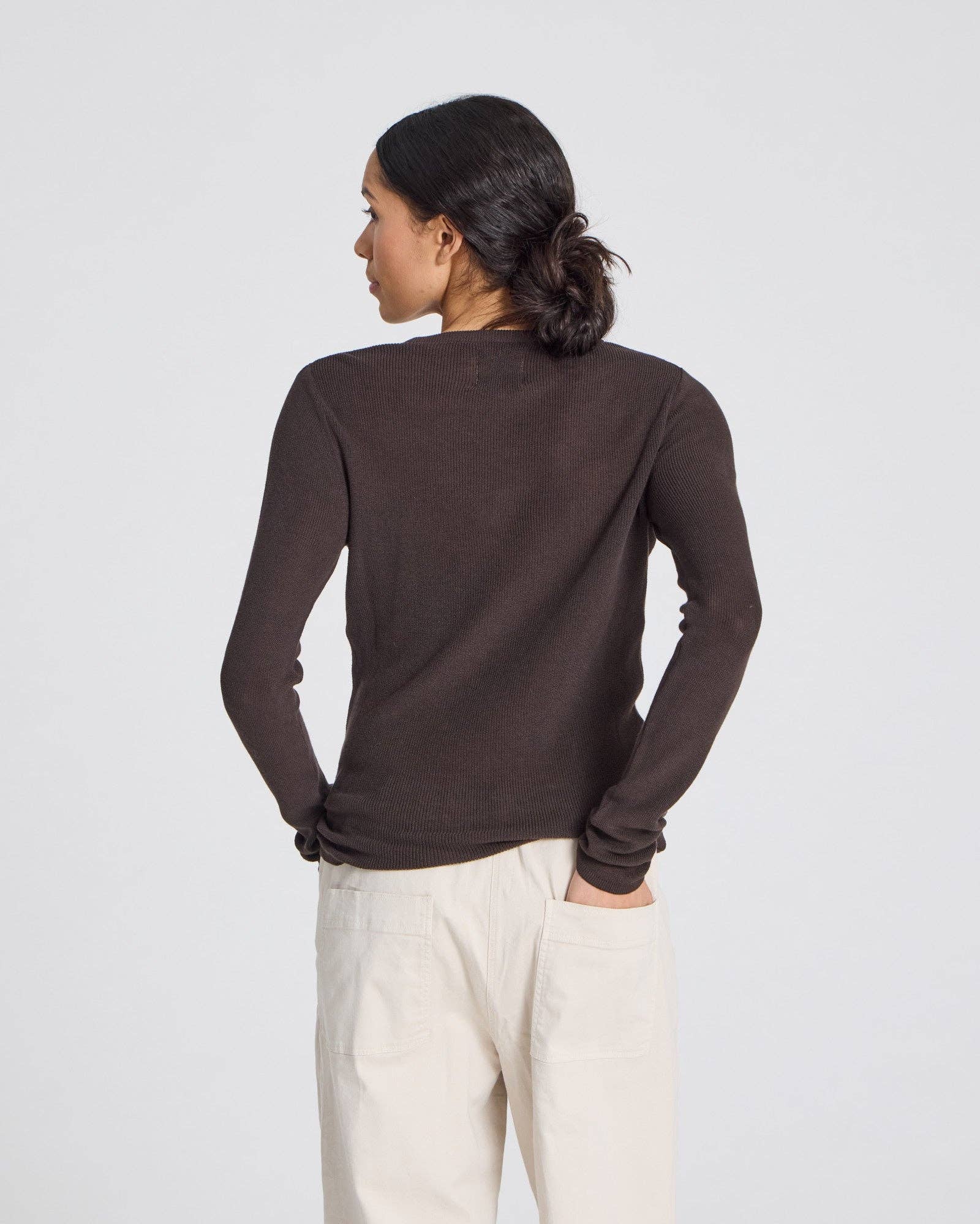 Top a Maniche Lunghe Freja in Cotone Bio a Coste