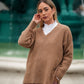 Maglione cammello morbido con scollo a V