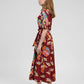 Abito midi in voile di cotone floreale con cintura