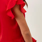 Top incrociato rosso con volant