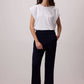 Pantaloni palazzo blu navy a vita elasticizzata