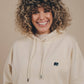 Felpa con cappuccio oversize in cotone biologico avorio da donna