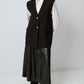 Gilet in crêpe nero con bottoni