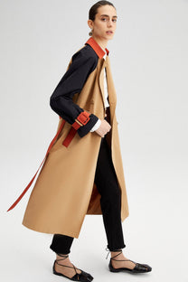 Trench color block con cintura