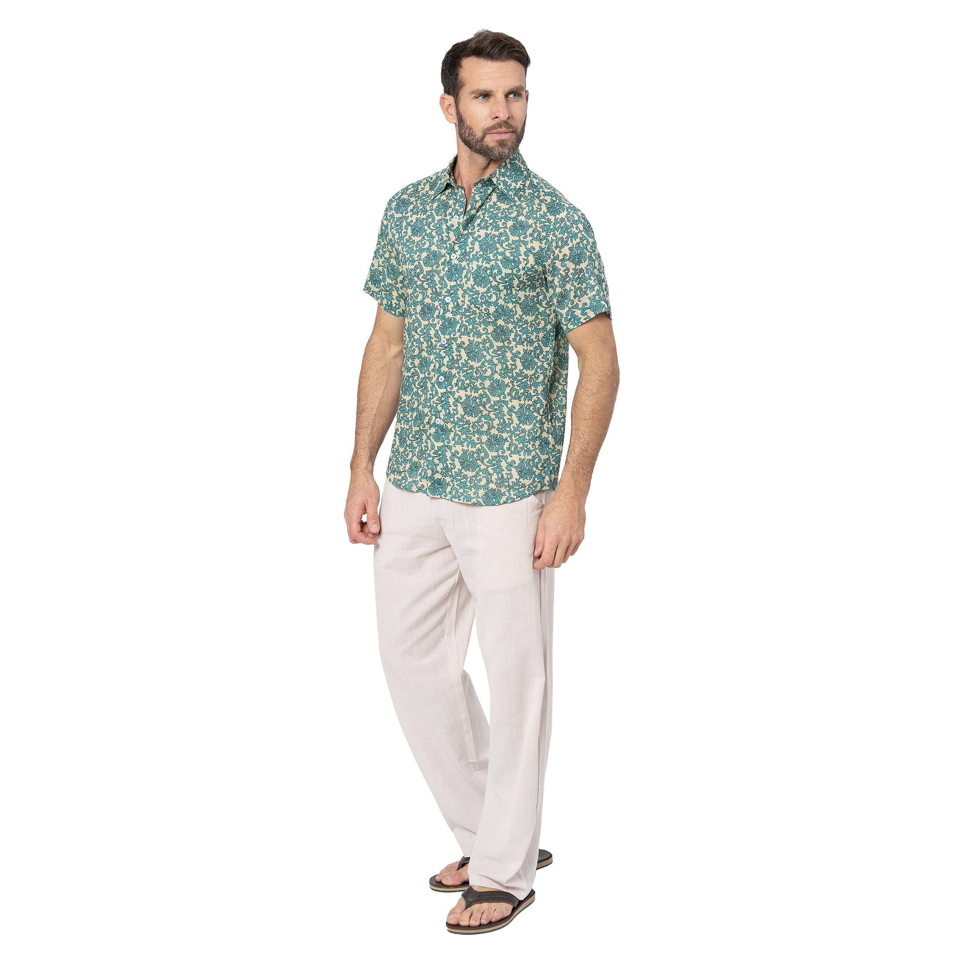 Camicia estiva a maniche corte in voile di cotone