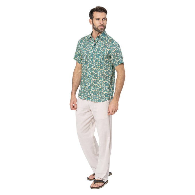 Camicia estiva a maniche corte in voile di cotone
