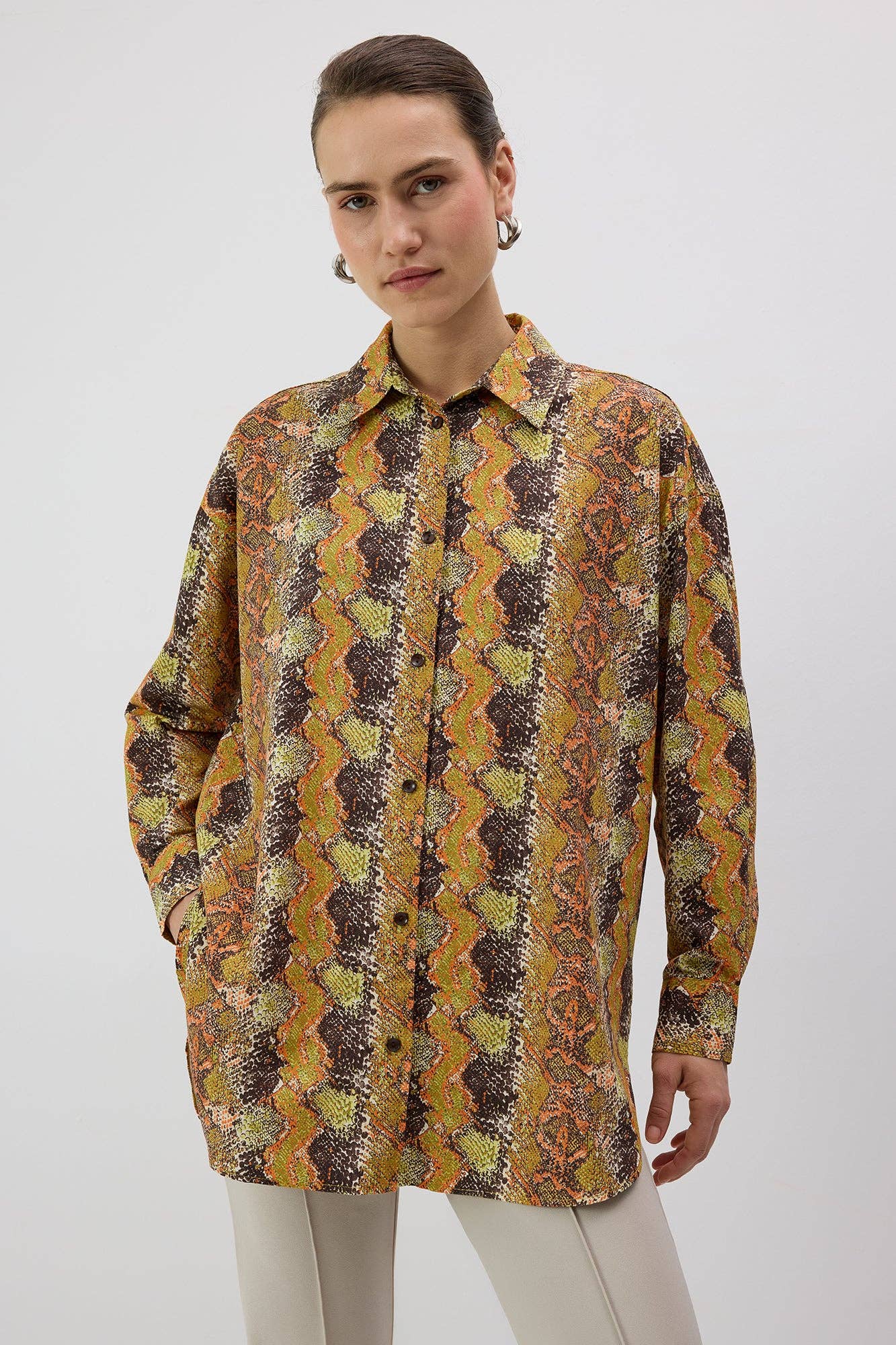 Camicia in popeline a fantasia