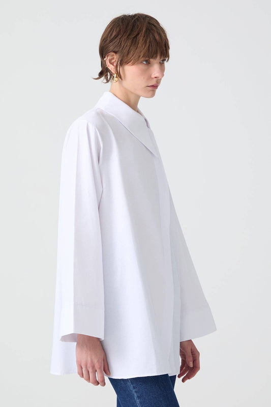 Camicia asimmetrica oversize in popeline bianca