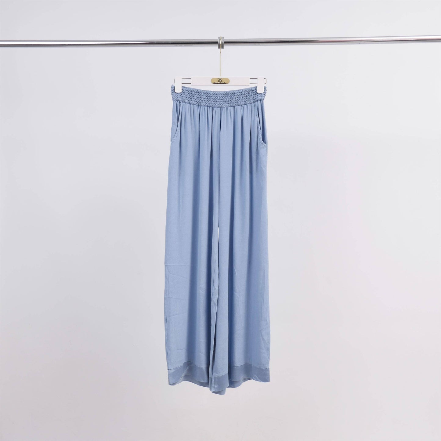 Pantaloni palazzo in viscosa a vita alta