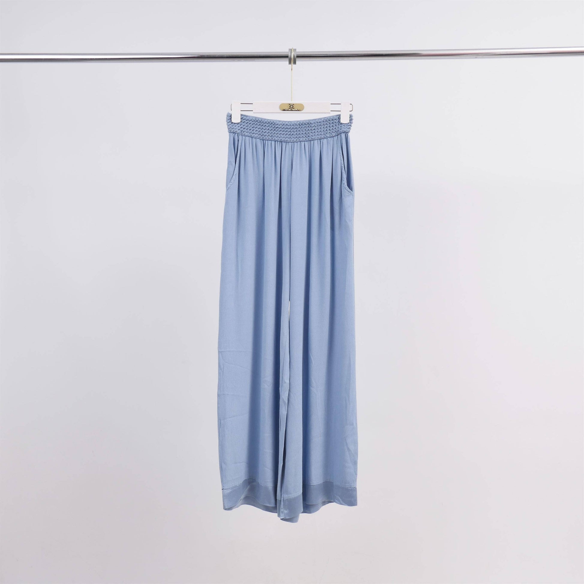 Pantaloni palazzo in viscosa a vita alta