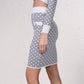 Gonna midi in maglia jacquard con bottoni decorativi