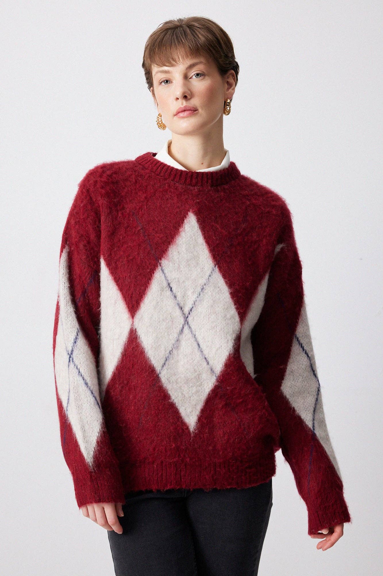 Maglione in maglia a rombi