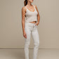 Top in maglia a coste con scollo a V