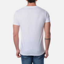 T-shirt uomo bianca in cotone con stampa Malibu
