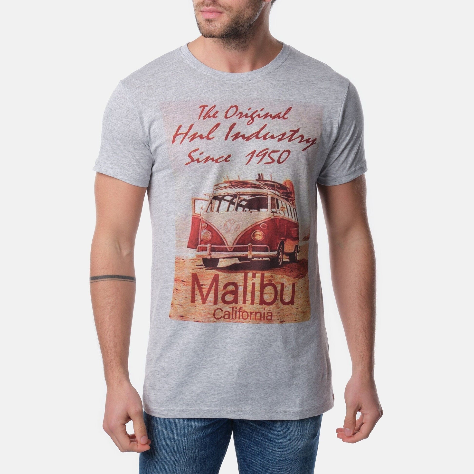 T-shirt uomo grigia Malibu California in cotone