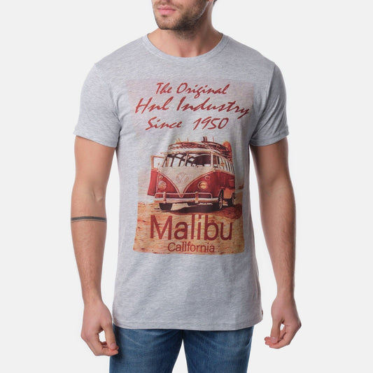 T-shirt uomo grigia Malibu California in cotone