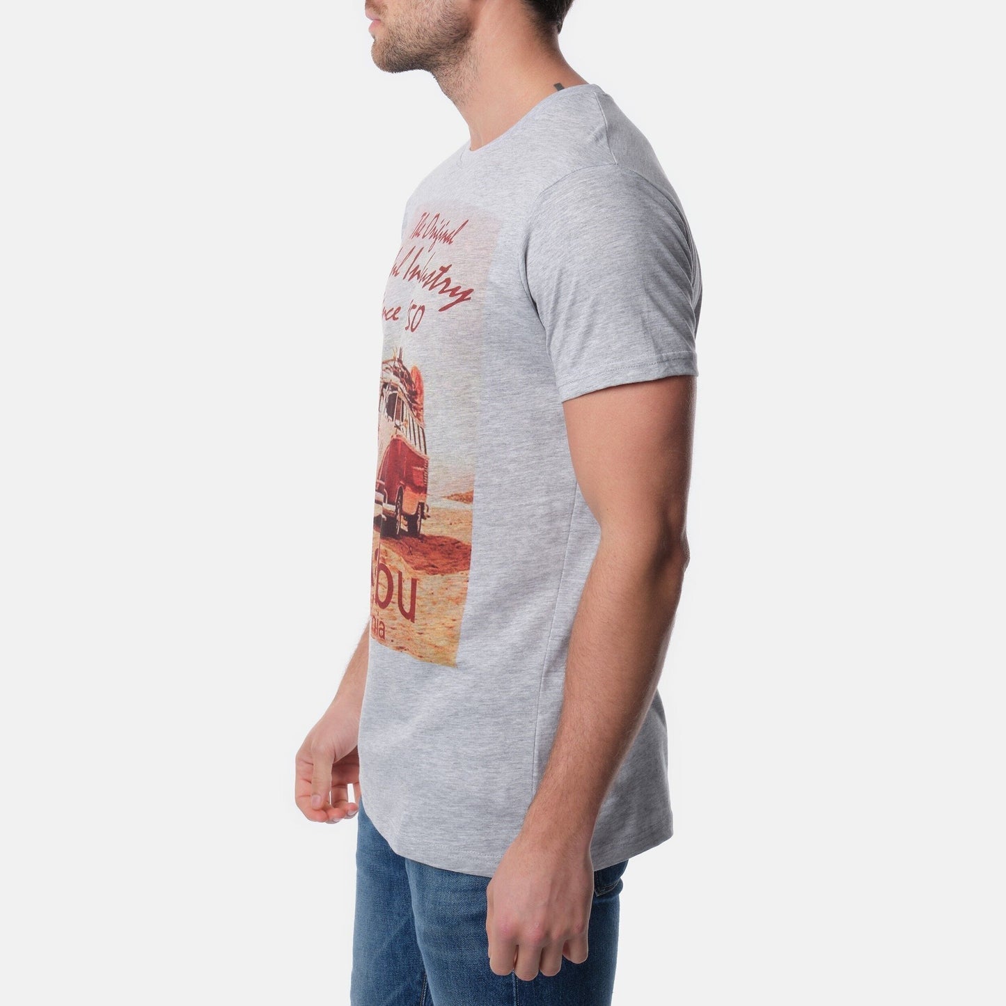 T-shirt uomo grigia Malibu California in cotone