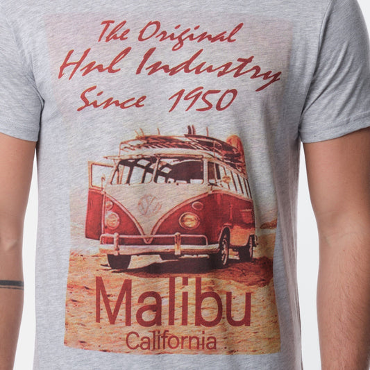 T-shirt uomo grigia Malibu California in cotone