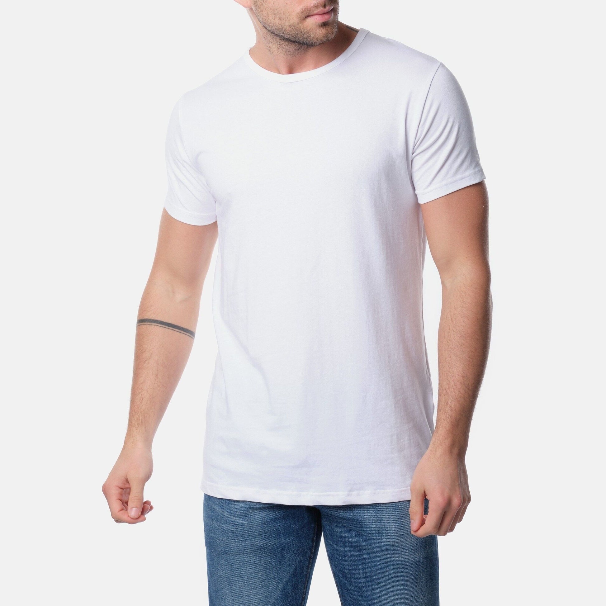 T-shirt uomo bianca girocollo in cotone elasticizzato