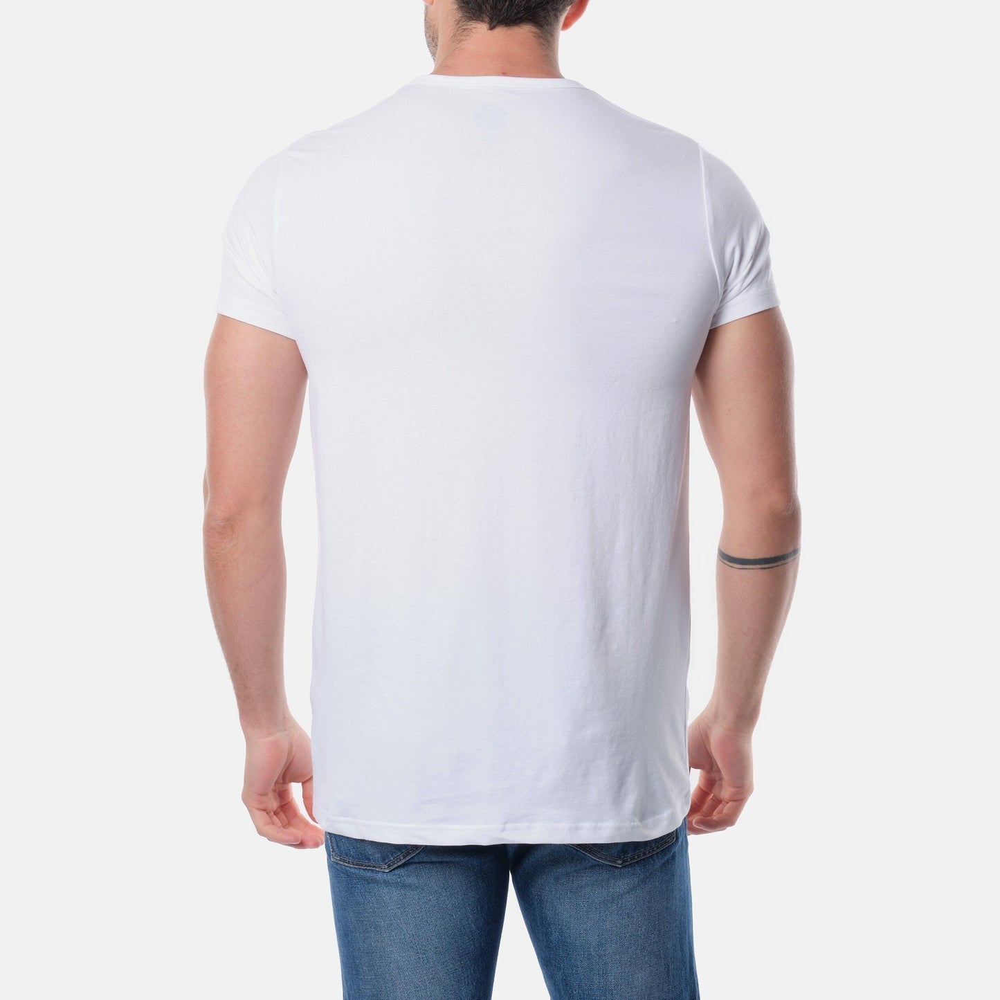 T-shirt uomo bianca girocollo in cotone elasticizzato