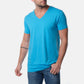 T-shirt uomo turchese con scollo a V