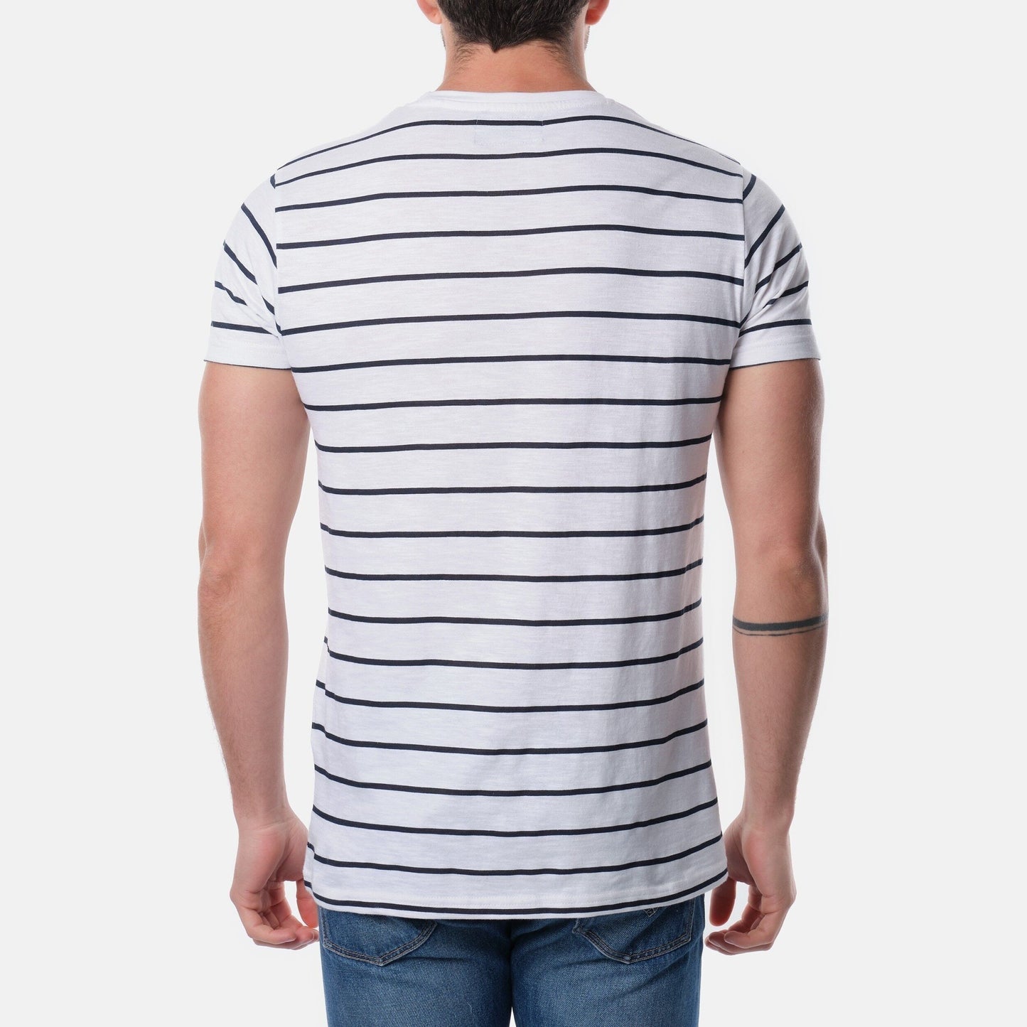 T-shirt uomo a righe navy in cotone