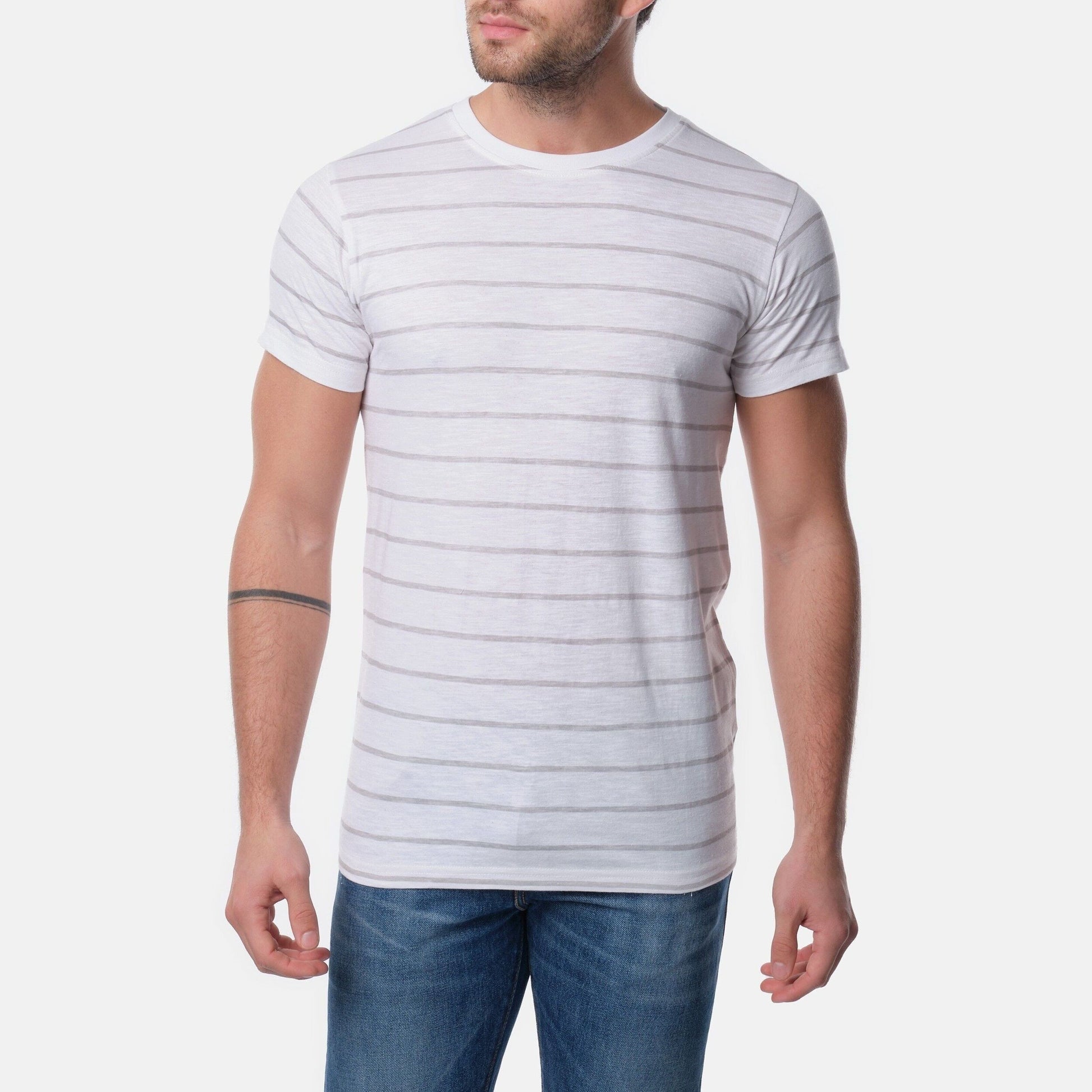 T-shirt uomo a righe grigie in cotone