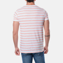 T-shirt uomo a righe corallo in cotone