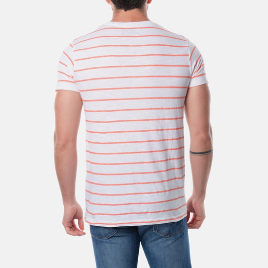 T-shirt uomo a righe corallo in cotone