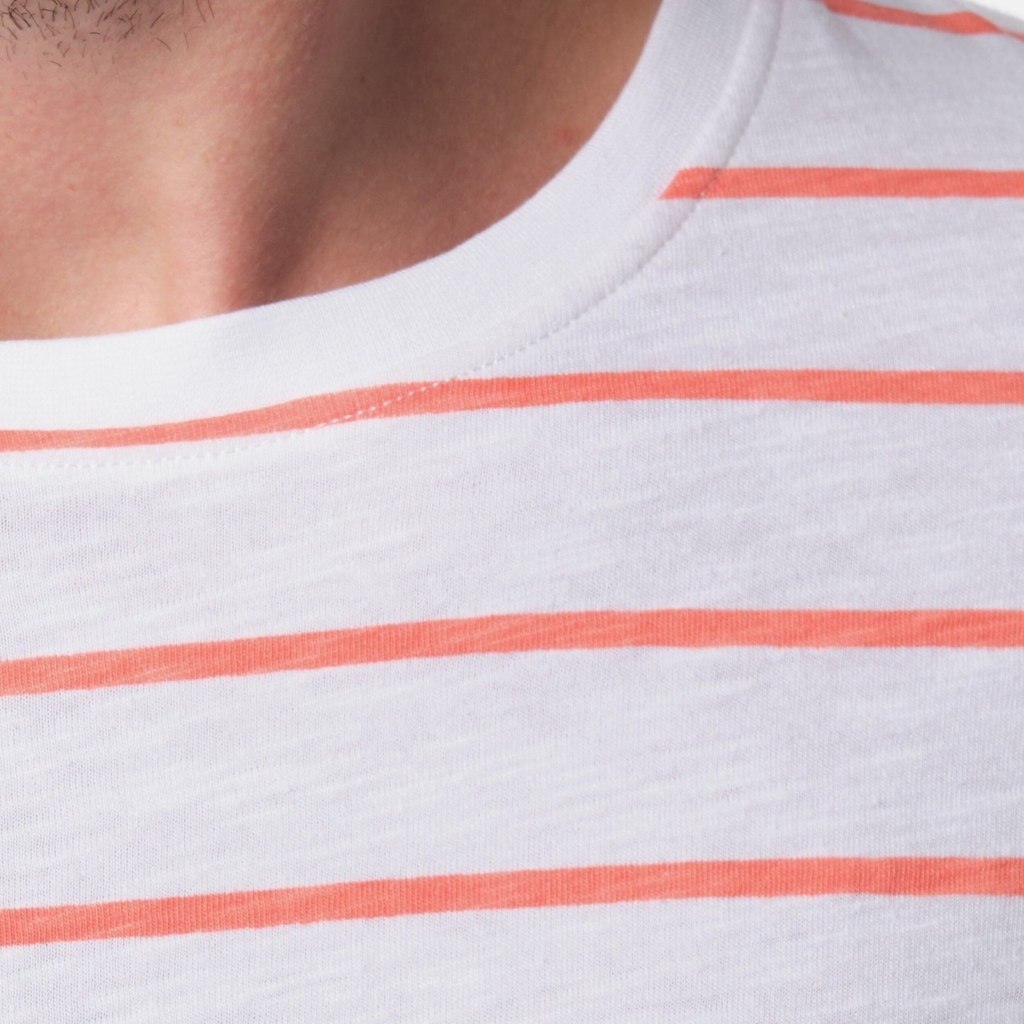 T-shirt uomo a righe corallo in cotone